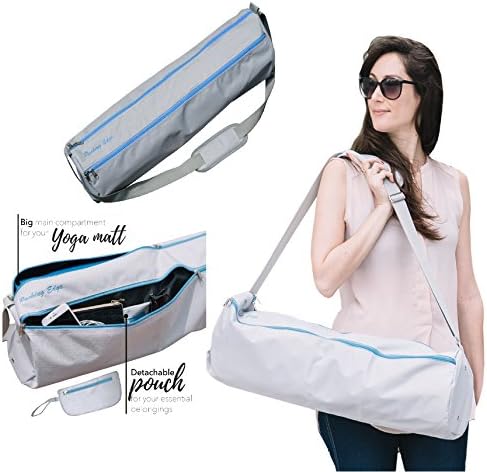 Designed for you! - Large Yoga Gym Mat Bag,Fits all size mats, Long Side Zippered Pockets and Mobile Detachable Pouch by Packing Edge + FREE mesh laundry