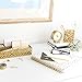 Blu Monaco Gold Desk Organizer for Women - 3 Piece Desk Accessories Set - Pen Cup, Magazine-File-Mail Holder, and Accessories Tray - Antique Gold Brass Finish Office Supplies Stationery Decor
