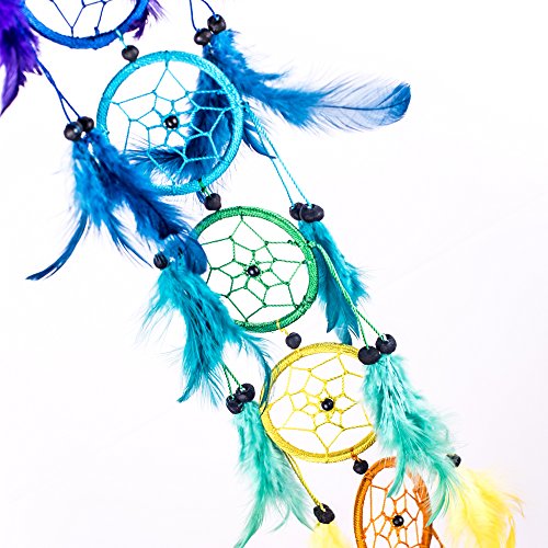 Pink-Pineapple-Long-Handmade-Bohemian-Dream-Catcher-Ethical-Hanging-Dreamcatcher-Wall-Art-with-Multicoloured-Rainbow-Feathers-and-Beads-Traditional-Crochet-7-Chakra-Design-6cm-Wide-50cm-Long