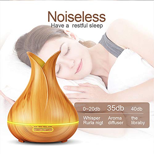Leoie 400ML Wooden Grain Aroma Essential Oil Diffuser Mist Humidifier Aromatherapy Diffuser with Remote Control for Home Mist Maker Dark Wood Grain European regulations
