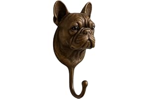 French Bulldog Wall Hook, Decorative Dog Head Coat Hook for Wall, Vintage Weathered Bronze Key Holder, Rustic Vintage Dog Hea