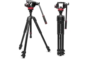 Manfrotto 055 Video Tripod w/502 Video Fluid Head, Aluminium, Professional Heavy Duty System, with Levelling Column, Lever Lock, Camera Tripod Stand, for DSLR/Mirrorless Cameras, Camcorders