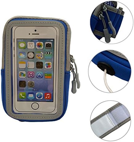SOOKEY Sports Armband Sweatproof Running Armbag Gym Fitness Cell Phone Case with Key Holder Wallet Card Slot for iPhone 6 iPhone 6S iPhone 7 and other 4.7inch Mobile Phone (Blue)