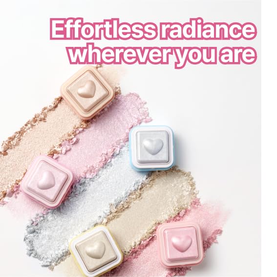 COLORGRAM Milk Bling Heartlighter 02 Pink Heart | Silky Smooth Versatile Creamy Highlighter with Shimmery Finish, Soft and Natural Glow Perfect for Daily Makeup