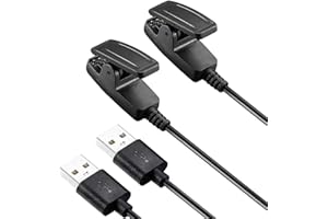 Threeeggs Charger for Garmin Forerunner 235, USB Charging Cable Clip for Approach S20/G10 Forerunner 230/630/645/645 Music/735XT/Vivomove HR/Lily (2-Pack, 1m/3.3ft)