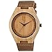Zeiger Mens Bamboo Wooden Watch with Crazy Horse Leather Strap Japanese Quartz Analog Casual Vintage Watches Wood (Bamboo)