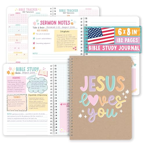 Hadley Designs Guided Bible Study Journal For Women - Bible Journal For Men, Church Notes Notebook, Church Notebook For Taking Notes, Christian Gifts For Men, Kraft Faith Planner