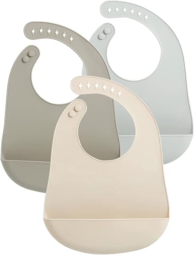 PandaEar 3 Pack Silicone Baby Bibs Lightweight Waterproof Unisex