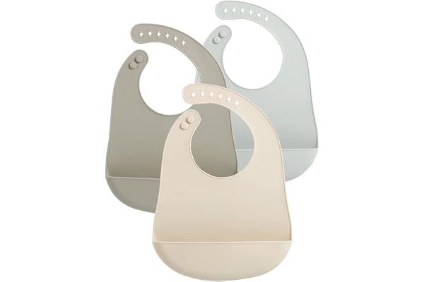 PandaEar (3 Pack) Cute Super Thin Light Weight Silicone Baby Bibs for Babies & Toddlers (10-72 Months) Waterproof, Soft