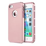 iPhone 5S Case, iPhone 5 Case, iPhone SE Cases, BENTOBEN Slim Fit Dual Layer Hard PC Soft TPU Hybrid Shock-Absorption and Anti-Scratch Cover for Apple iPhone 5 5S SE, Rose Gold