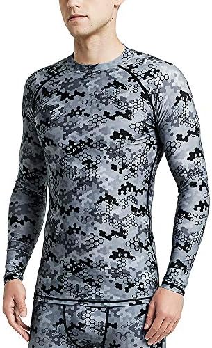 Men's Long Sleeve UPF 50+ Baselayer Skins Performance Fit Compression Rash Guard