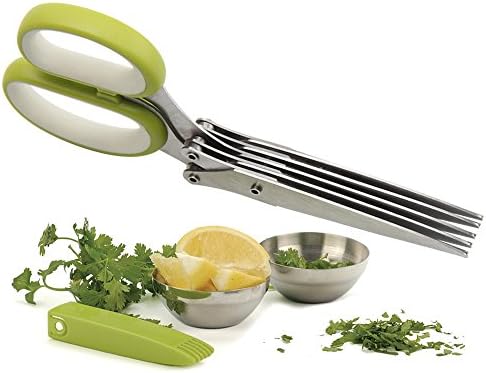 Wallop Herb Scissors with 5 Blades and Cover, Clever kitchen Cutter Multipurpose Kitchen Shear Save Time Cutlery Tool,Easy Small Cutter,Onion Cutter & Chopper