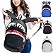 3D Shark Canvas Backpack Kids Book Bag School Backpack for Children Toddler Girls Boys (Gray)