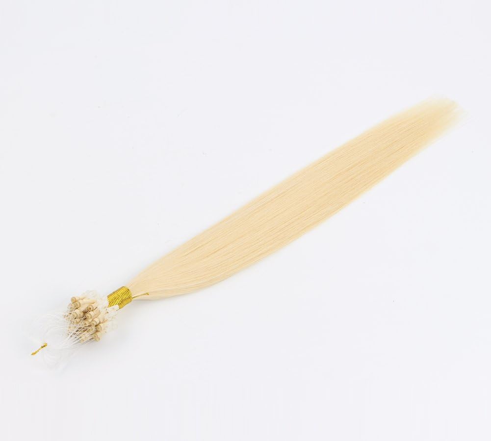 OrderWigsOnline Micro Loop Hair Extensions 8A Bleach Blonde Fusion Hair Extensions 18" 613 0.75g per Strand 50 Strands per bag Straight Virgin Human Hair Extensions