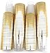 100 Gold Plastic Cups 10 oz Clear Plastic Cups Old Fashioned Tumblers Gold Rimmed Cups Fancy Disposable Wedding Cups Elegant Party Cups with Gold Rim by Oojami (Gold)