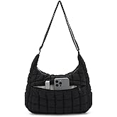 Fecialy Quilted Puffy Crossbody Bag for Women Lightweight Nylon Hobo Shoulder Bag Soft Puffer Handbag Cute Daily Purse