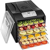 MAGIC MILL PRO Food Dehydrator, 6 Stainless Steel Drying Racks, 8 Digital Preset Temperature Settings And Timer With Automatic Shutoff - Fruit Leather Trays, 2 Fine Mesh Sheets, 1 Set Ovens Mitts