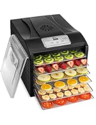 Magic Mill MFD-6100 Magic Mill Professional Dehydrator Machine, 6 Stainless Steel Drying Racks, Multi-Tier Food Preserver, Digital Control Bundle Bonus 2 Fruit Leath, Black