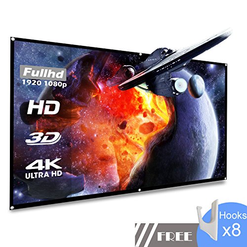 koogoo Projection Projector Screen 100 Inch HD 16:9, Portable Foldable Indoor Outdoor Movie Screen,Support Double Sided Projection, Suitable for HDTV/Sports/Movies/Presentations (100 inch)