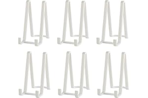 Plate Stands for Display 6 Inch - White Tabletop Easel Holder - 6 Pack for Decorative Plates, Picture Frames, Books, Tablets,