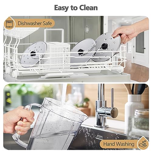YASHE Multifunctional Food Processor, 2.5L Bowl & 1.5L Glass Blender, Mixer, Grinder, Juice Extractor, Kneader, Slicer & Grater, 3 Speeds + Pulse, Safety Lock