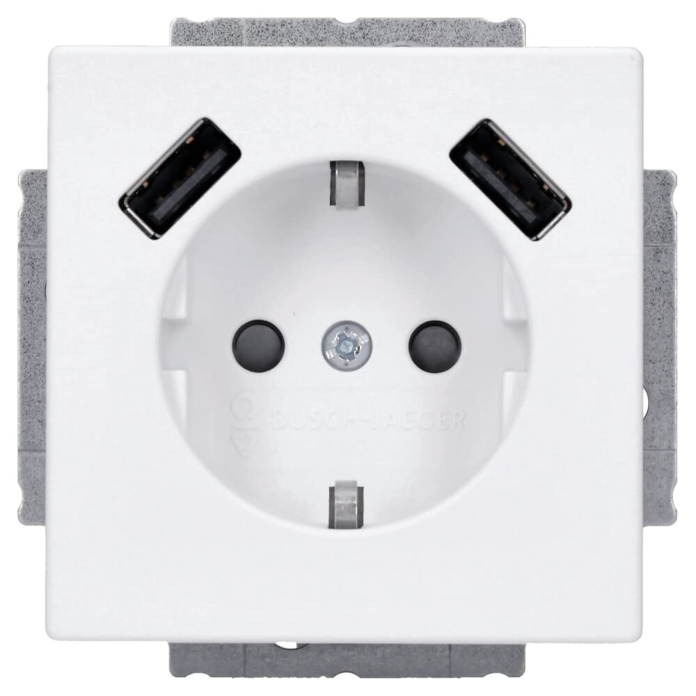 Voltking Busch-Jaeger 20 EUCB2USB-884 Schuko 2X USB Socket Studio White Matt 2CKA002011A6277