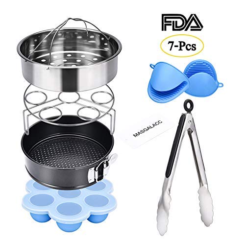 Pressure Cooker Accessories Set Fits 5,6,8Qt - with Vegetable Steamer Basket, Non-stick Springform Pan,Egg Steamer Rack, Cheat Sheet Sticker Idea for Steamer Cookware