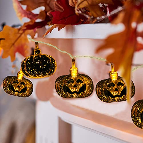 DomeStar Halloween Pumpkin String Lights, 9.8FT 20LED Pumpkin Lights Waterproof Halloween String Lights Flash Holiday Lights for Patio Garden Gate Halloween Outdoor Decor