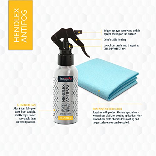 Hendlex Anti Fog Spray Nano Coating Anti Mist for Glass & Plastic Treatment Water Resistant Spray Car Window Windshield Glasses Mirrors Helmet (Small Kit)