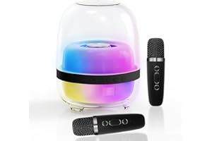 EMGYKIT Karaoke Machine with Two Wireless Microphones, Home Karaoke Machine for Adults & Kids with LED Lights, Karaoke Speaker Supports for TF Card, USB, AUX, Bluetooth 5.3