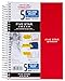 Five Star Spiral Notebook, College Ruled, 5 Subject, 6 x 9.5 Inches, 180 Sheets, Assorted Colors (06184)Pack Of 2