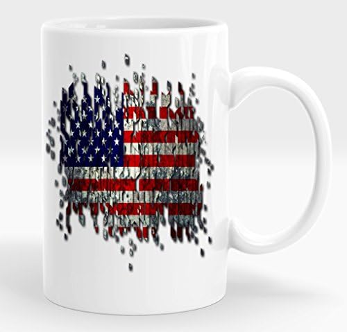 AMERICAN MADE LEFT HANDED15oz Mug Beautiful USA Flag Front and The Pledge of Allegiance to the American Flag on the Back