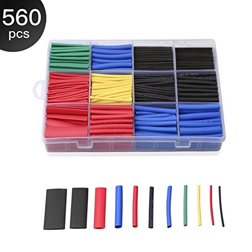 SolderFun 560 Pcs Assorted Heat Shrink Tube 2:1 Electrical Wire Cable Wrap Assortment Electric Insulation Tube Kit with Box