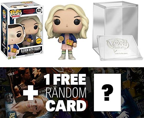 vozovojakupogfe Eleven [with Eggos] (Chase Edition): Funko POP! TV x Stranger Things Vinyl Figure + 1 Funko Premium Protector & 1 American TV Themed Trading Card Bundle (13318)