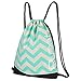 Runetz Drawstring Backpack Bag Gym Sackpack with Inside Pocket Sport Bags for Men Women, Chevron Teal