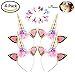 Unicorn Headband 4 Pack Shining Gold Glitter Headbands for Party Decoration + Free Hair Clips