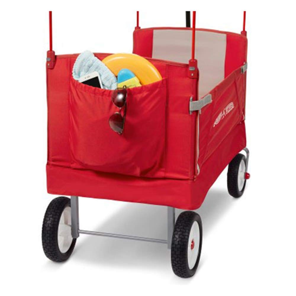 Stroller Wagon for Kids, Baby Stroller, Outside Toys for Toddlers 1-3, Rolling Cart, Beach Cart, Radio Flyer 3-in-1 Off-Road EZ Fold Wagon with Canopy, Red, Foldable, for Ages 1.5+ Years