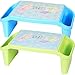 NNEWVANTE Lap Desk for Kids with Storage Portable Children's Table for Homework or Reading Breakfast Bed Tray Child Art Plastic Stackable Table, Pack of 2 : Blue and Light Green …