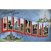 3x5 inch Vintage Greetings from Illinois Sticker (Old Postcard Art Logo il) Vinyl Decal Sticker Car Waterproof Car Decal Bumper Sticker