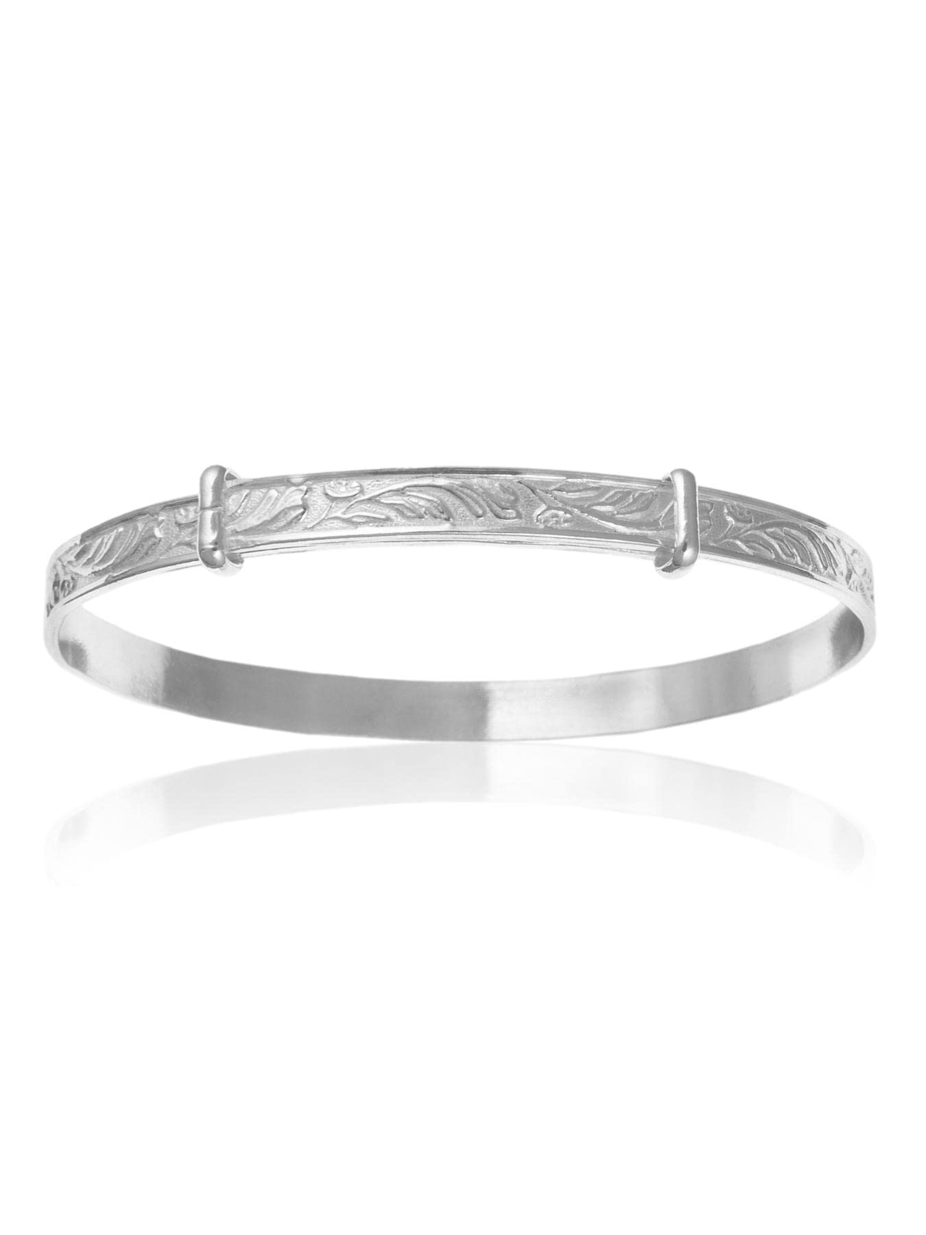 5MM Wide Engraved / Embossed Victorian Foliate Pattern Expanding / Expandable / Adjustable Bangle Bracelet for Baby/Child/Children/Women - 925 Sterling Silver - Size: BABY (Medium)