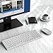Seenda Ultra Slim Low Profile Rechargeable Wireless Keyboard and Mouse Combo with Number Pad for Windows Devices, Silver