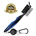 FBJW Golf Club Brush, 2 Sided Bristle Club Groove Cleaner with 2 Ft Retractable Zip-line Aluminum Carabiner, Ergonomic Designed and Lightweight, Easily Attaches to Golf Bagï¼ˆBlueï¼‰
