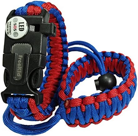 freekid Paracord Bracelet and Wrist Strap Hiking for Camera Cell Phone iPod,Mp3,Mp4, PSP， Outdoor Emergency First Aid Tool Kit, Sos Distress Led Light Fire Starter, Emergency Knife, Whistle