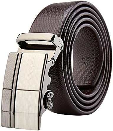 Men's Leather Dress Ratchet Belt With Automatic Slide Buckle ( Brown,Black) (S29-brown)