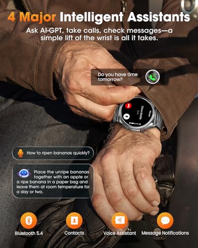 Smartwatch Uomo con ECG+HRV, AI GPT Orologio Uomo con Pressione Sanguigna, Frequenza Cardiaca, SpO2, 24H Sonno, 120+ Modalità Sportive IP68 Smartwatch Fitness, Notifiche Messaggi Android iOS Nero