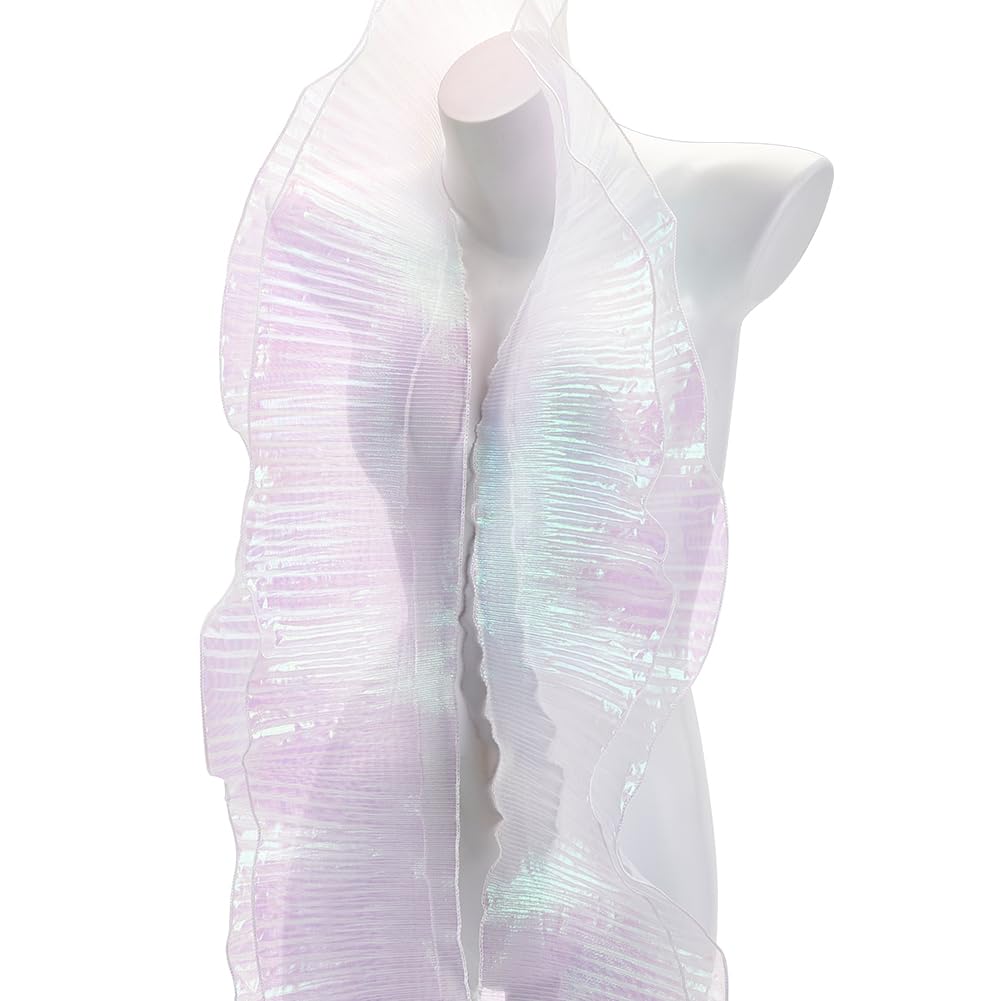 AHANDMAKER 11 Yards Organza Ruffled Fabric Ruffle Retro Organza Fabric Trim Edge Gather Ruffle Trim for Applique Sewing Craft Dress Bag Costume Decor (White)