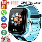 Kids Smart Watch Phone GPS Tracker for 3-14 Year Girls Boys Touch 2 Way Call Screen Fitness Tracker with Camera Anti-Lost SOS Game Electronic Learning Toy for Holiday Outdoor Birthday Gifts