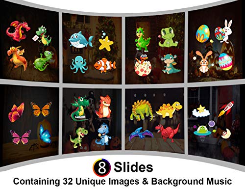 weird tails Projector Flashlight Baby Toys Animal Dinosaurs Toy Slides Sleep Preschool Toys with 8 Patterns Light Show Musical and Educational Toy for Kids Boys and Girls