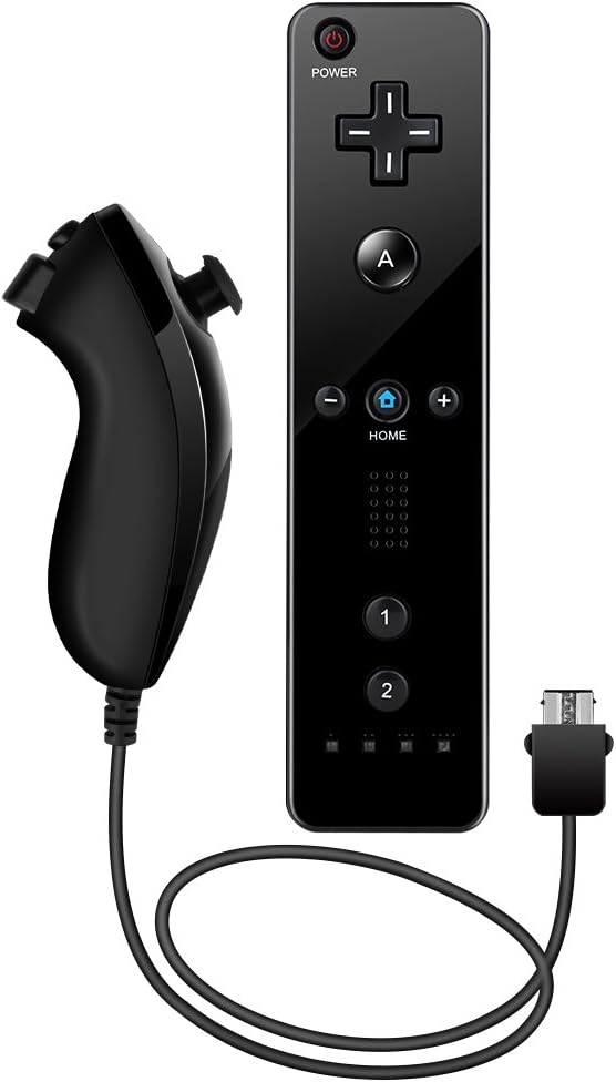 Dotca RC01 Wii Remote and Nunchuck Controller with Silicone Case for Nintendo Wii(Black)