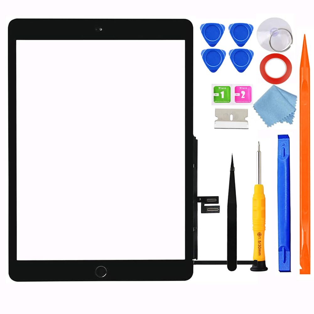 JPUNG for iPad 7/8 (7th 8th Gen) 10.2" Screen Replacement Glass Touch Digitizer, for 7th 8th Generation 2019/2020 (Model A2197 A2198 A2200 A2270 A2428 A2429 A2430)+Home Button,Full Repair Kit[NO LCD]